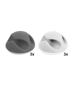 אירגונית לסידור כבלים 2 מסילות עם דבק דו צדדי סט 6 יח' בצבע לבן/אפור DELOCK | 18345