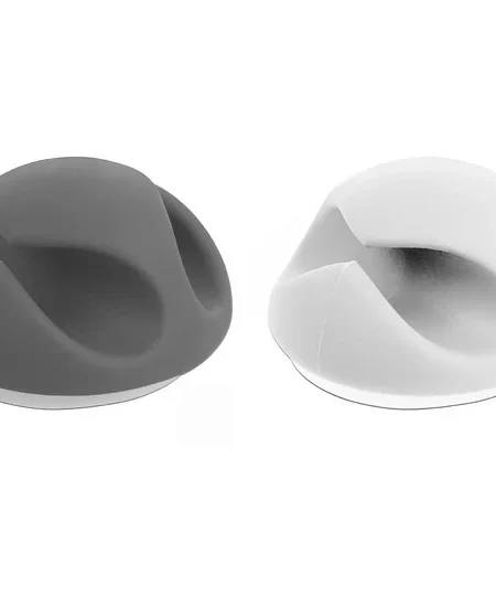 אירגונית לסידור כבלים 2 מסילות עם דבק דו צדדי סט 6 יח' בצבע לבן/אפור DELOCK | 18345