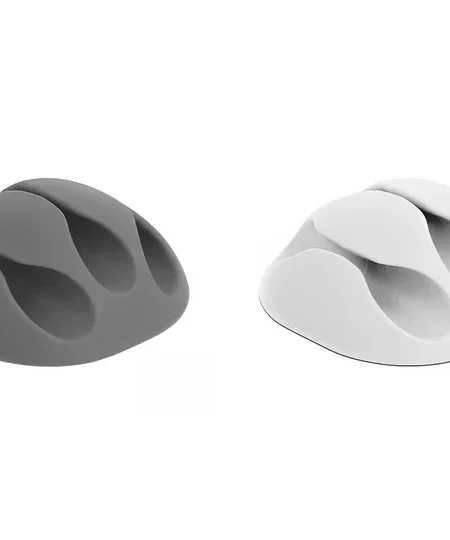 אירגונית לסידור כבלים 3 מסילות עם דבק דו צדדי סט 6 יח' בצבע לבן/שחור DELOCK | 18346