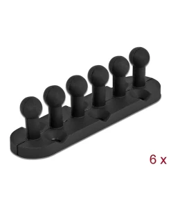 אירגונית לסידור כבלים 5 מסילות עם דבק דו צדדי + ניתנת להברגה סט 6 יח' DELOCK | 18332