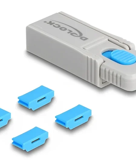 חוסם שקע HDMI סט 4 יח' + כלי נעילה DELOCK | 20924