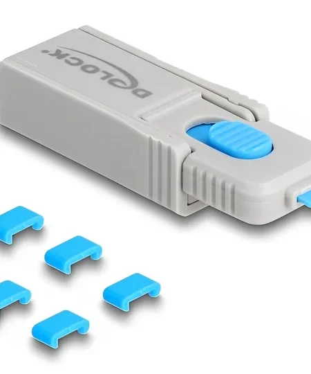 חוסם שקע USB-C סט 5 יח' + כלי נעילה DELOCK | 20926