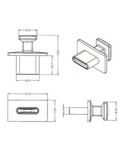 כיסוי נגד אבק עבור שקע USB-C עם אחיזה גדולה סט 10 יח' DELOCK | 64015