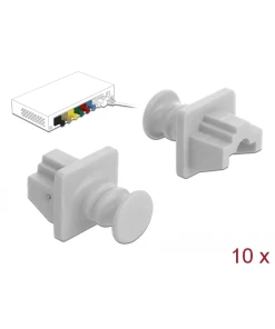 כיסוי נגד אבק עבור שקע רשת RJ45 עם אחיזה סט 10 יח' צבע אפור DELOCK | 86508