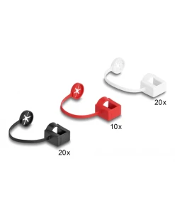 כיסוי נגד אבק עם קליפס הרכבה עבור תקע רשת RJ45 סט צבעוני 50 יח' DELOCK | 66973