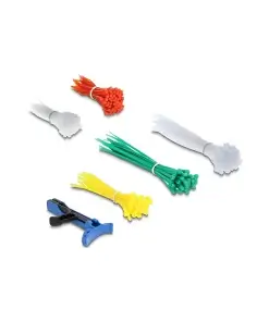 מארז אזיקונים פלסטיק בגדלים וצבעים שונים + כלי מהדק אזיקונים סט 350 יח' DELOCK | 18641