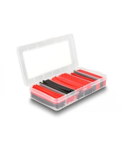 צינור מתכווץ בחום להגנת כבלים סט 196 יח' צבע אדום / שחור DELOCK | 20909