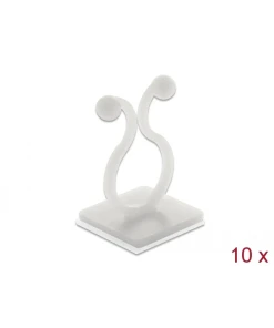 תפסן כבלים עם דבק דו צדדי צבע שקוף סט 10 יח' DELOCK | 60175