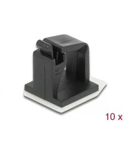 תפסן כבלים שחור עם קליפס נעילה סט 10 יח' DELOCK | 60247