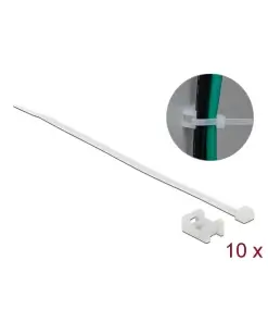 תפסן עם חיבור בורג + אזיקון לחיבור כבלים צבע לבן סט 10 יח' DELOCK | 18885