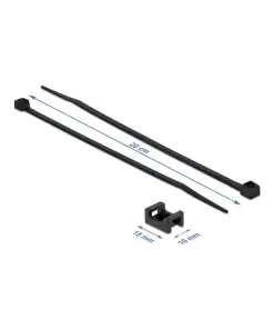 תפסן עם חיבור בורג + אזיקון לחיבור כבלים צבע שחור סט 10 יח' DELOCK | 18884