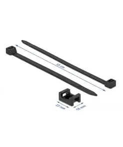 תפסן עם חיבור בורג + אזיקון לחיבור כבלים צבע שחור סט 10 יח' DELOCK | 18886