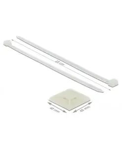 תפסן עם מדבקה + אזיקון לחיבור כבלים צבע לבן סט 10 יח' DELOCK | 18679