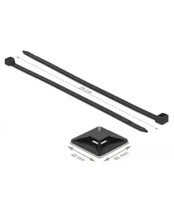 תפסן עם מדבקה + אזיקון לחיבור כבלים צבע שחור סט 10 יח' DELOCK | 18675