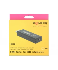 טסטר HDMI 4K עם תצוגת OLED בודק מידה EDID בצבע שחור DELOCK | 63327