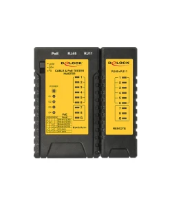 טסטר לבדיקת כבלי רשת PoE / RJ12 / RJ45 בצבע שחור DELOCK | 86107