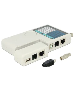 טסטר לבדיקת כבלי רשת USB / BNC / RJ12 / RJ45 בצבע לבן DELOCK | 86106