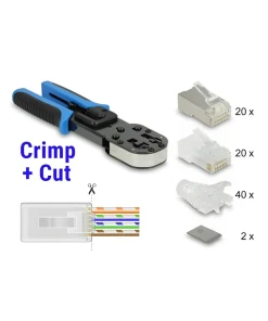 לוחץ כבל רשת RJ45 Crimp+Cut עבור תקע רשת PASS-THROUGH בצבע תכלת DELOCK | 86450