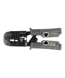 לוחץ כבל רשת או טלפון מקצועי RJ45+RJ10+RJ12/11 משולב עם טסטר לבדיקת כבלי רשת בצבע צהוב DELOCK | 90510