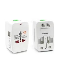 מתאם חשמל אוניברסלי לנסיעות בצבע לבן Universal Travel Adaptor | UNIADT