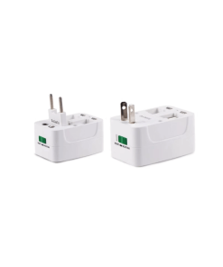 מתאם חשמל אוניברסלי לנסיעות כולל USB בצבע לבן Universal Travel Adaptor | UNIADTUSB
