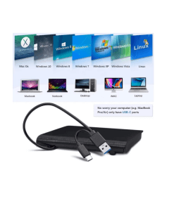 צורב חיצוני דק SLIM DVDRW חיבור 3USB וגם TYPEC בכבל אחד 2Connect | 2YTVDC3