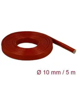 שרוול גמיש להגנת כבלים חסין אש עם ציפוי סיליקון עמיד בטמפרטורה 50°C- עד 260°C בצבע אדום DELOCK | 18898