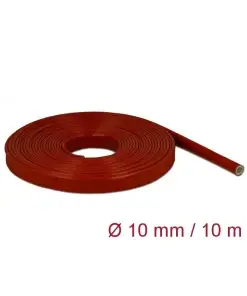 שרוול גמיש להגנת כבלים חסין אש עם ציפוי סיליקון עמיד בטמפרטורה 50°C- עד 260°C בצבע אדום DELOCK | 18899