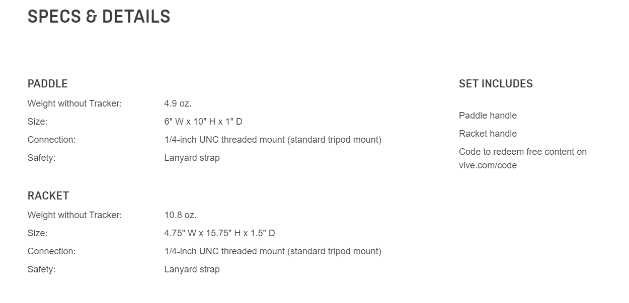 סט ספורט מחבטים למשקפי VR בצבע שחור HTC | Racket Sports Set