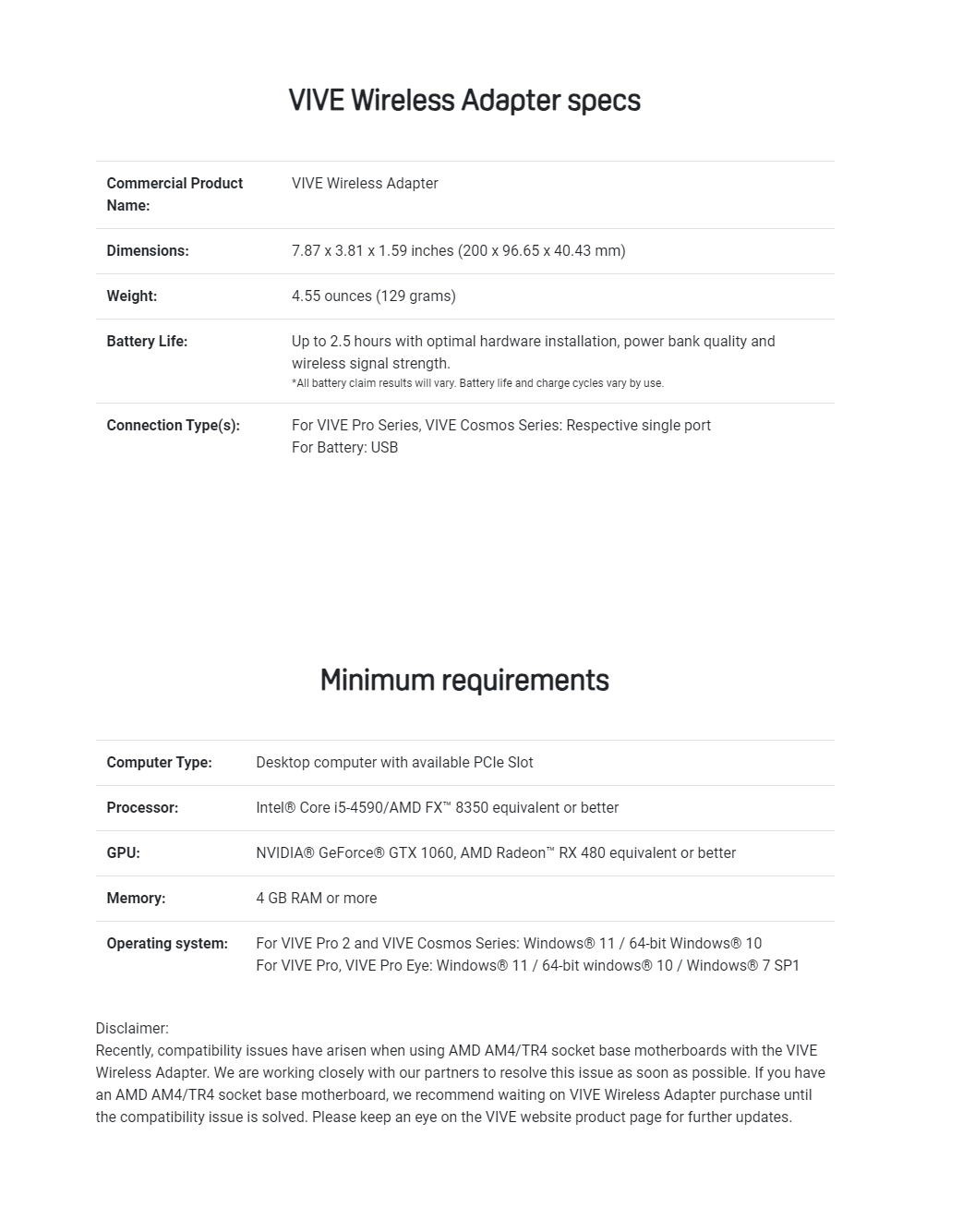 ערכה מלאה למשקפי VR בצבע שחור HTC | VIVE Wireless Adapter