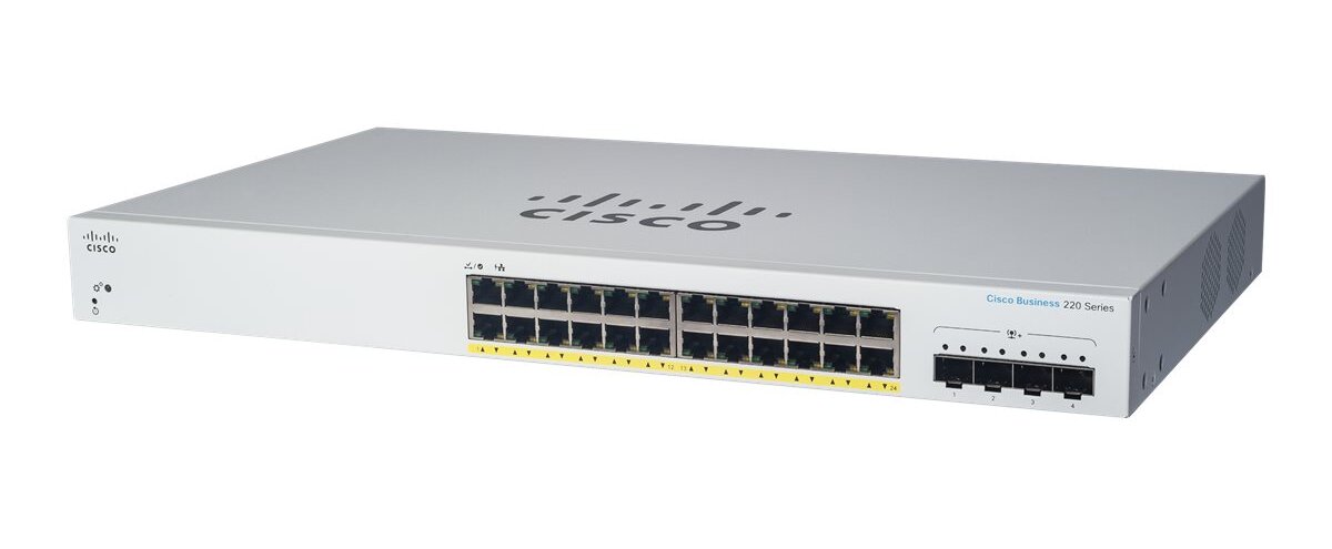 מתג חכם סיסקו 24 יציאות מתג שולחני Cisco | CBS220-24P-4G-EU | PoE | 24-Port Switch | 220 Series Smart