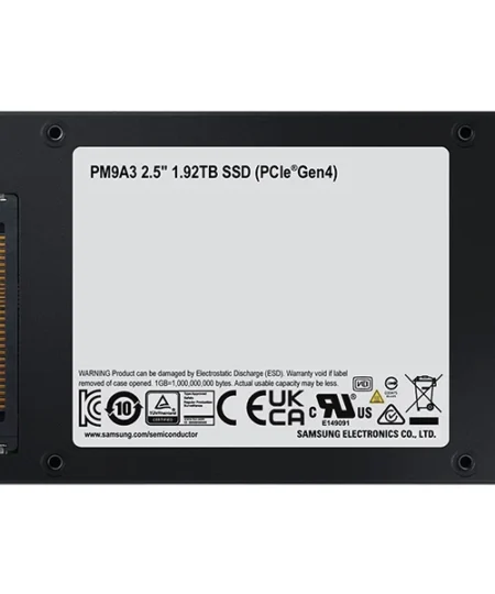 זיכרון SSD פנימי PM9A3 NVMe® U.2 1.92TB בצבע שחור Samsung | MZ-QL21T900