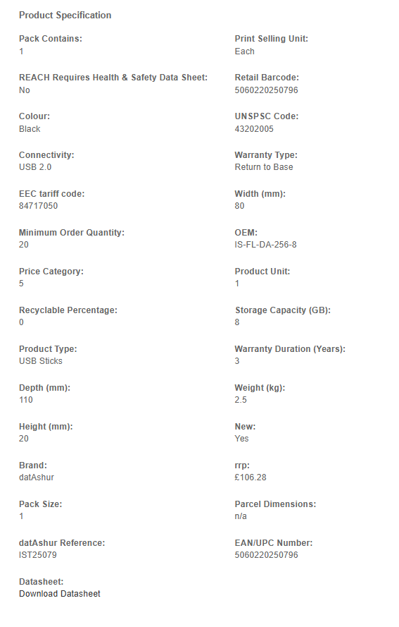 זיכרון נייד מוצפן חיבור USB 2.0 תואם לרוב מערכות ההפעלה iStorage | 5060220250796 | IS-FL-DA-256-8 | 256bit 8GB Encrypted USB Flash Drive