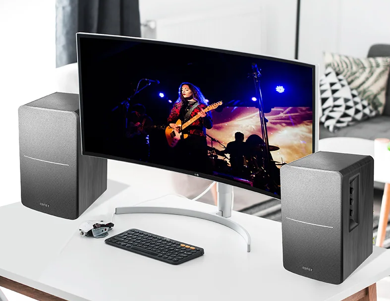 רמקולים מדפיים חיבורי AUX כפולים בצבע חום Edifier | EDFR1280Tbr | R1280T - Powerful Bookshelf Speakers - Retro