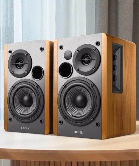רמקולים מדפיים חיבורי AUX כפולים בצבע חום Edifier | EDFR1280Tbr | R1280T - Powerful Bookshelf Speakers - Retro