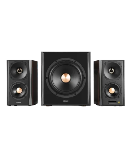 רמקולים קומפקטיים + סאב עם איכות שמע מעולה בצבע חום Edifier | EDF100040br | S350DB - Bookshelf Speaker+Sub 2.1 Speaker