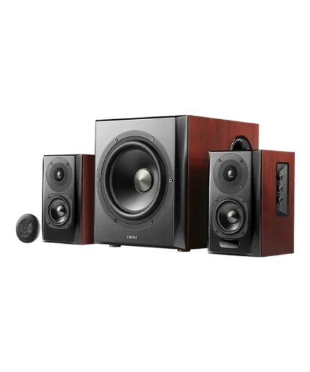 רמקולים קומפקטיים + סאב עם איכות שמע מעולה בצבע חום Edifier | EDF100040br | S350DB - Bookshelf Speaker+Sub 2.1 Speaker