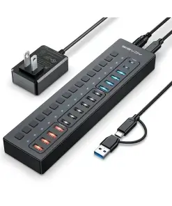 עמדת טעינה מהירה לסלולרים\טאבלט 16 חיבורי Port 14xUSB 2xTypcC בצבע שחור Acasis | DS-516PB