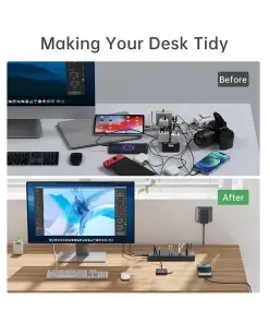 עמדת טעינה מהירה לסלולרים\טאבלט 16 חיבורי Port 14xUSB 2xTypcC בצבע שחור Acasis | DS-516PB