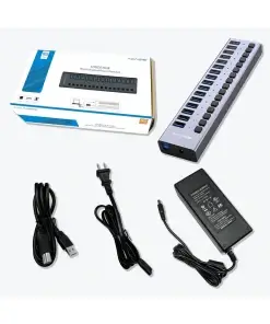 עמדת טעינה מהירה לסלולריםטאבלט 16 חיבורי USB 3.1 בצבע אפור Acasis AC-HS716