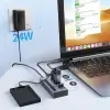 עמדת טעינה מהירה לסלולריםטאבלט 7 חיבורי USB-A 3.1 בצבע אפור Acasis AC-HS707