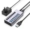 עמדת טעינה מהירה לסלולריםטאבלט 7 חיבורי USB-A 3.1 בצבע אפור Acasis AC-HS707